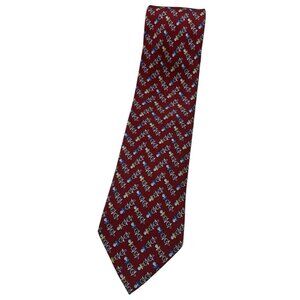 BATTISTONI Men's 100% Silk Necktie LUXURY Tie Burgundy Pacifier W:3.7" EUC
